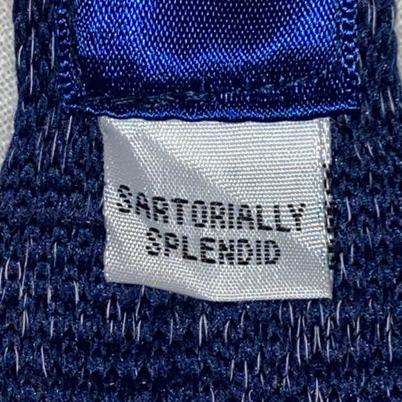 Vtg Jack Sartori Neck Tie Blue Square Tip Knit Cotton 60x2 Sartorially Splendid - Picture 5 of 8